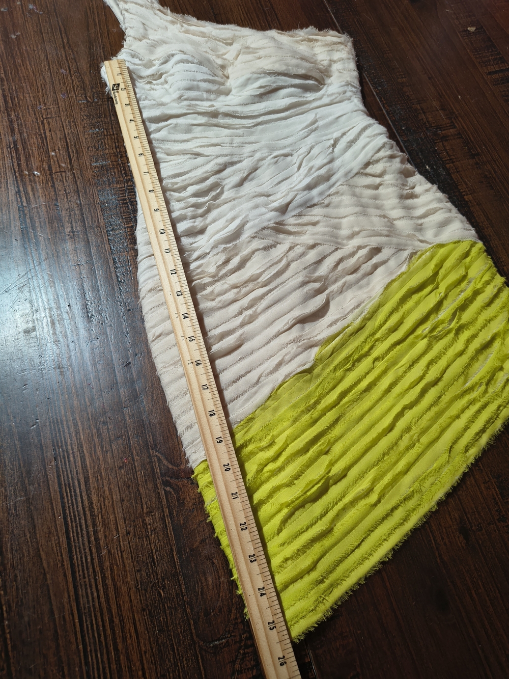 Bebe One-Shoulder Ruffled Mini Dress in Cream and Lime - Picture 10 of 16